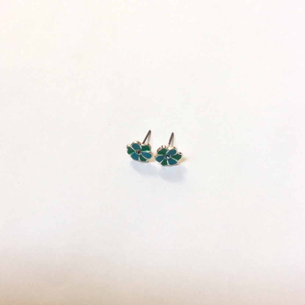Blue flower earrings.